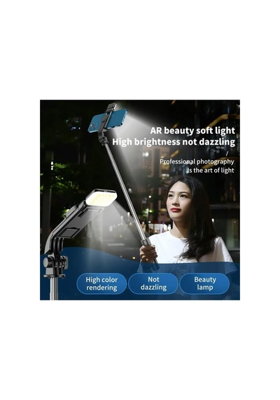 R1s Selfie Çubuğu Led Işıklı Bluetooth Kumandalı Özçekim Sopası Yatay Dikey Kullanılabilen Tripod