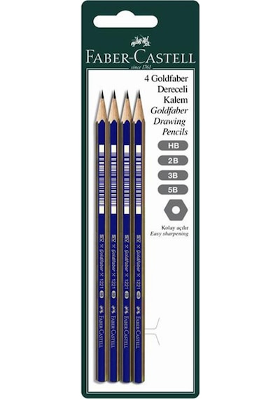 Faber-Castell Goldfaber Dereceli Kurşun Kalem Seti (HB, 2B, 3B, 5B),Profesyonel Çizim ve Yazım