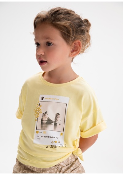 Mayoral Kız Çocuk Oversize Baskılı Tshirt Sarı SARI