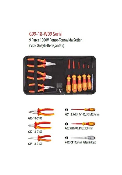 Ceta Form G9918W09Ph 9 Parça 1000V İzoleli Pense Tornavida Seti