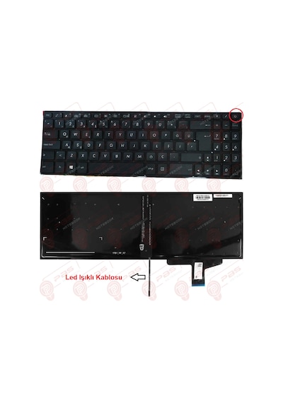 Asus Uyumlu N580V. N580Vd. N580Vn Klavye Tuş Takımı Işıklı Q Siyah Türkç