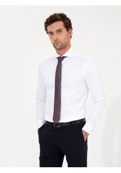 Cacharel Beyaz Slim Fit Uzun Kollu Basic Gömlek