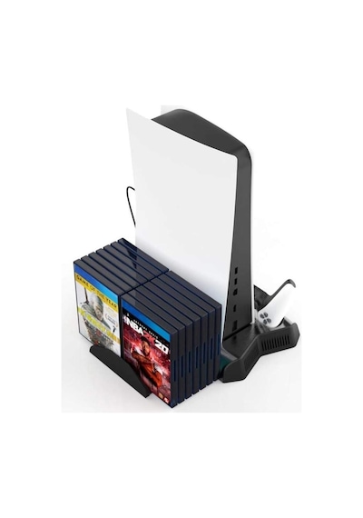 Playstation 5 Standart Fat Kasa Fanlı Stand - Oyun Bölmeli Ps5 Dikey Stand
