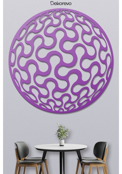 Abstract Daire Metal Duvar Tablosu - Metal Duvar Sanatı - Mor - 30 X 30 Cm