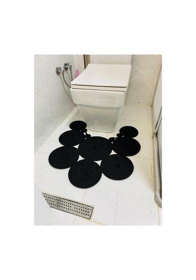 Jüt, Hasır, Paspas, Banyo Paspası, Klozet Önü Paspası, Klozet Paspas, Çift Taraflı Koyusiyah Koyusiyah