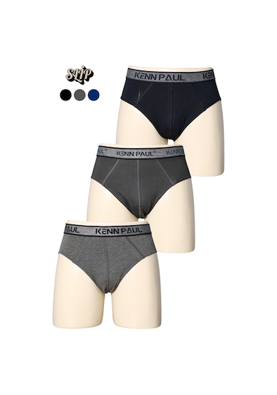 Kp 3'lü Erkek Düz Pamuklu Koyu Renk Boxer Slip Boxer Füme - Gri - Lacivert