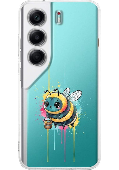 Tecno Camon 40 İle Uyumlu Splash Arı Tasarımlı Şeffaf Silikon Kılıf Şeffaf