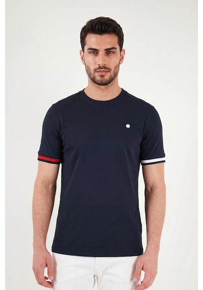 Buratti Bisiklet Yaka Kolları Renkli Şerit Detaylı T Shirt Erkek T Shirt 5904060 Lacivert