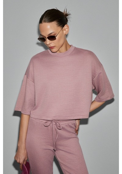 Grımelange Prıme Kadın Organik Pamuklu Bisiklet Yaka Kısa Kollu Oversize Crop Pembe T-shirt Pembe Grımelange Prıme Kadın Organik Pamuklu Bisiklet Yaka Kısa Kollu Oversize Crop Pembe T-shirt Pembe