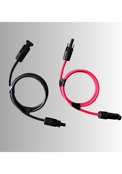 Güneş Paneli Bağlantıları İçin İki Tarafı Mc4 Konnektörlü, Uv Dayanımlı Dc Uzatma Kablo Seti- 1 M Siyah 6 Mm2+1 M Kırmızı 6 Mm2 Kablo