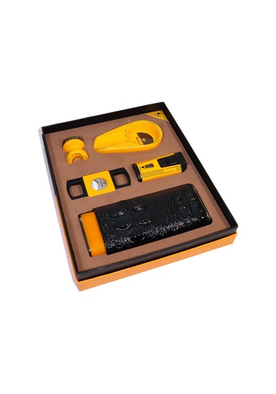 Cohiba Çift Torch Pürmüz Çakmak Kılıf Küllük Kesici Sehpa Sarı Beşli Puro Seti Tr10030
