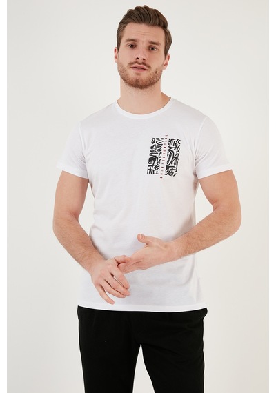 Buratti Bisiklet Yaka Pamuklu Slim Fit Erkek T Shirt 541Quint Beyaz