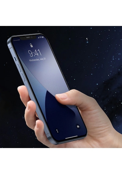 Baseus 0.25Mm Apple Uyumlu   iPhone 12 Pro 6.1 3D Full Tempered Cam Ekran Ko Siyah