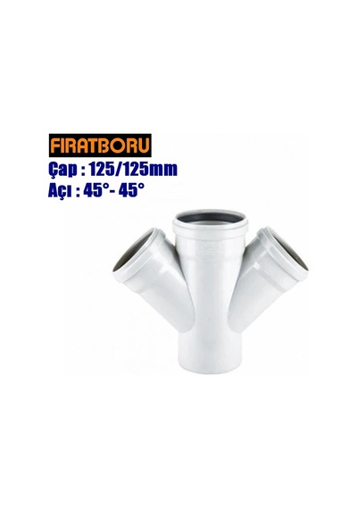 Fırat Pvc Çift Çatal 125/125mm 45 -45 , Pvc Çift Çatal 45 -45 , 1 Adet
