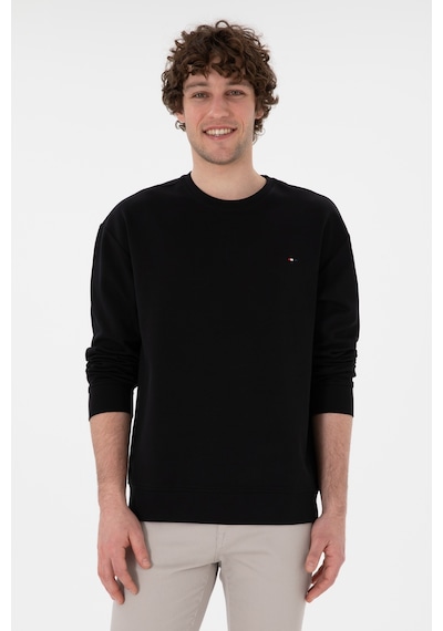 U.S. Polo Assn. Erkek Comfort Fit Bisiklet Yaka Siyah İnce Sweatshirt 50309858-VR046