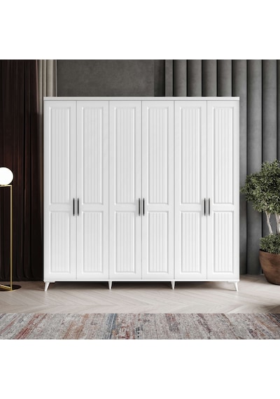 Adenna 6 Kapaklı Komple Mdf Beyaz Gardırop