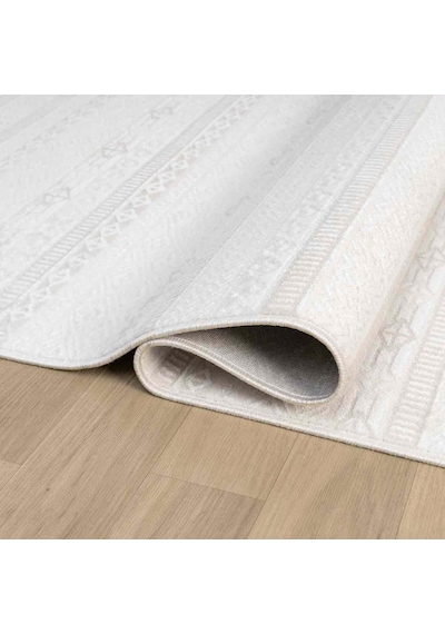 Krem Bej Etnik Şerit Desenli Modern Halı - Nd15502ks Krem - Bej