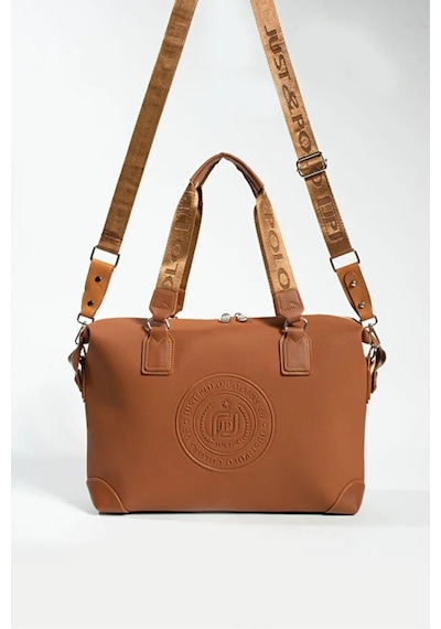 Just Polo Kadın Büyük Valiz Boy Ayarlanabilir Askılı Lüks El Ve Omuz Çantası Shopper Ebat: 33 X 40 Cm Taba