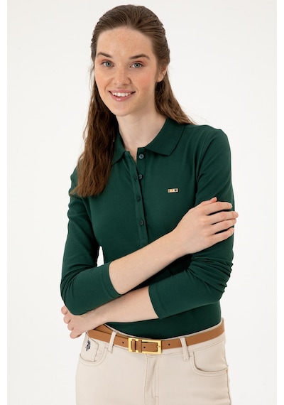 U.S. Polo Assn. Kadın Koyu Yeşil Basic Polo Yaka Sweatshırt 50313593-VR079