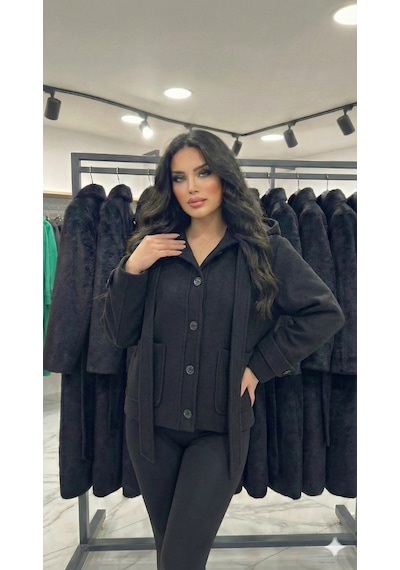 Ribana Classic Siyah Kapüşonlu Yeni Sezon Astarlı Premium Kalite Rahat Kalıp Kadın Kaşe Kaban Mont D99815 Mor - Siyah Ribana Classic Siyah Kapüşonlu Yeni Sezon Astarlı Premium Kalite Rahat Kalıp Kadın Kaşe Kaban Mont D99815 Mor - Siyah
