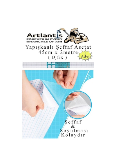 Yapışkanlı Şeffaf Asetat 1 Adet 45cm X 2 Metre Djfix Kendinden Yapışkanlı Şeffaf Rulo Asetat Transparan Soğuk Laminasyon