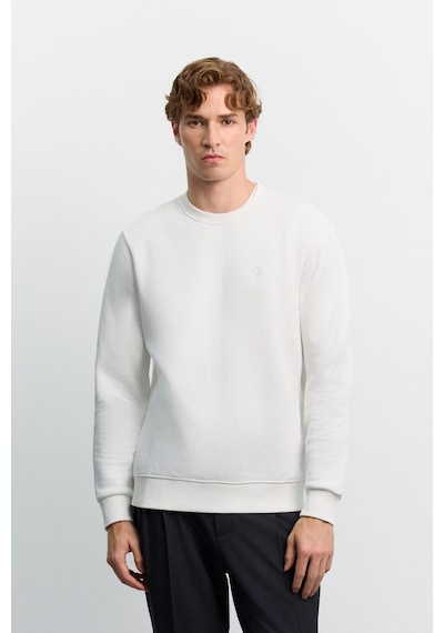Avva Erkek Beyaz Bisiklet Yaka 3 İplik Şardonlu -5 Dereceye Dayanıklı Regular Fit Sweatshirt A62y1291