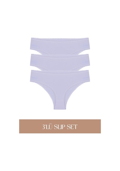Cotvie Lila Pamuklu Slip 3'lü Set Külot Lila