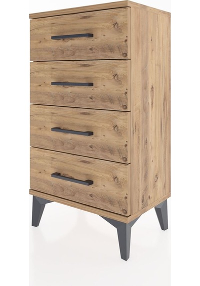 Arges Komodin 4 Çekmeceli 44x30x80 Çam-çam Çam