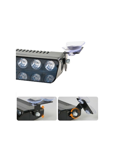 S12 Kumandalı Cam İçi Vantuzlu Polis Çakar Lamba İkaz Lambası 12 Ledli 14 Farklı Mod Kablosuz Kırmızı Beyaz Mavi 3 Renk Çakmaklık Girişli 00 Şüscaroto Aksesuar