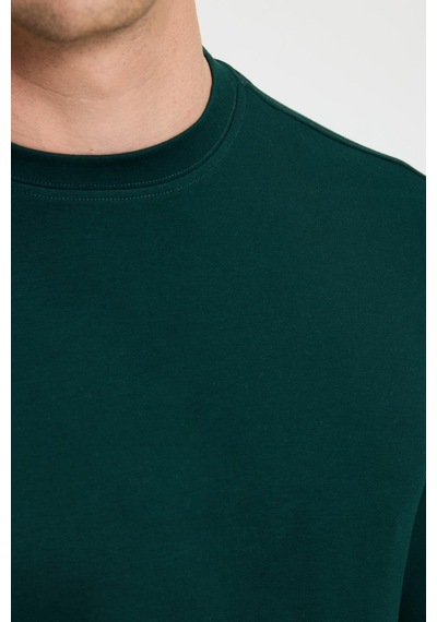 Tudors Erkek Relax Fit Rahat Kesim Uzun Kollu Ekstra Yumuşak Bisiklet Yaka Yeşil Sweatshirt-41873 Yeşil