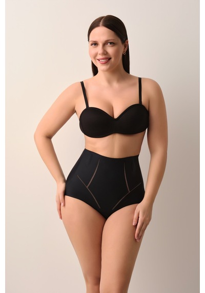 Suwen Yüksek Bel Yeni Nesil Lazer Kesim İz Bırakmayan İnce Dokulu Slip Korse Sw9000012 Siyah