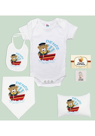 BK Kids Kişiye Özel İsimli 6 Parça Bebek Body Zıbın Battaniye ve