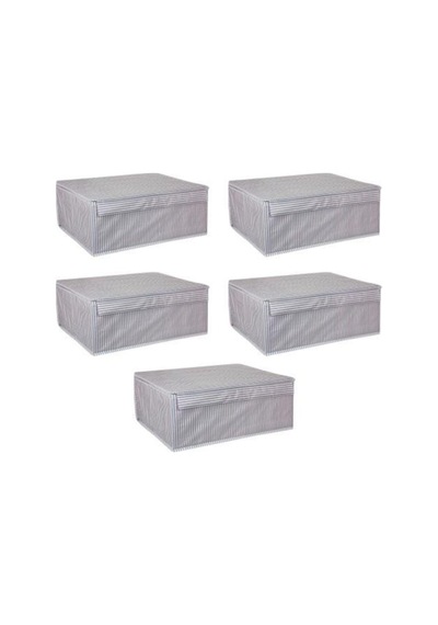 Milenay 5 Adet Kapaklı Çok Amaçlı Çamaşır Saklama Düzenleme Vb Hurç, Kutu 50x40x19 Baza Kutu Gri