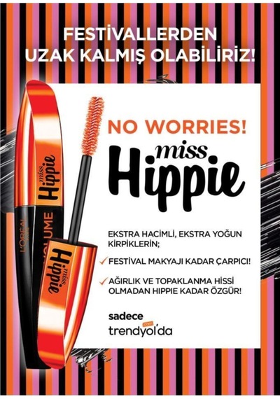Loreal Paris Miss Hippie Mega Hacim Veren Siyah Maskara