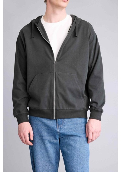 Defacto %100 Pamuk Fermuarlı Sweatshirt F9812ax26spar221 Antrasit-ar221