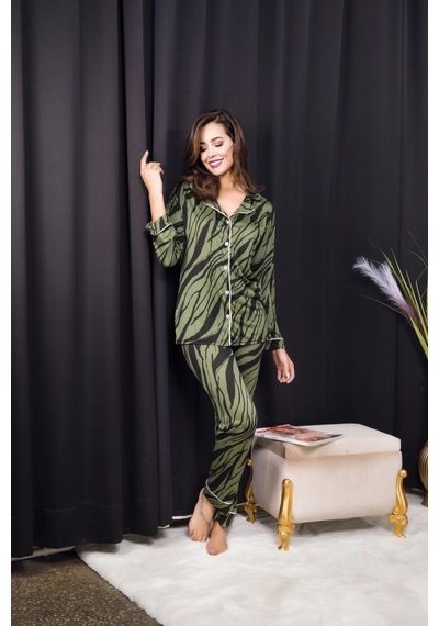 Bebekokusu Rahat Ve Şık Kadın Pijama - Yeşil Yeşil