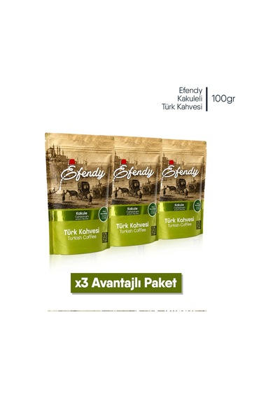 Shazel Efendy Geleneksel Türk Kahvesi Kakuleli Doypack 100 Gr 3 Adet
