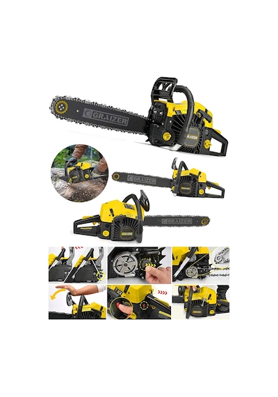 Graizer 6200 Benzinli Motorlu Testere Ağaç Odun Dal Kesme Makinesi Sarı