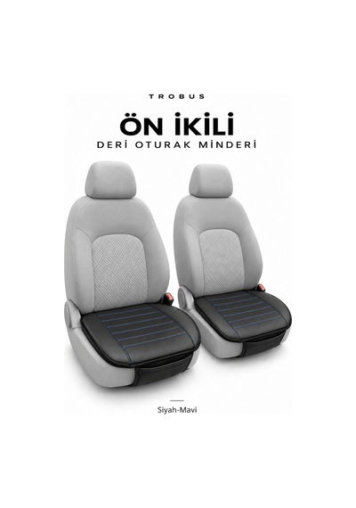 Audi A4 2001-2004 Çizgili Suni Deri 3'lü Minder Siyah Mavi