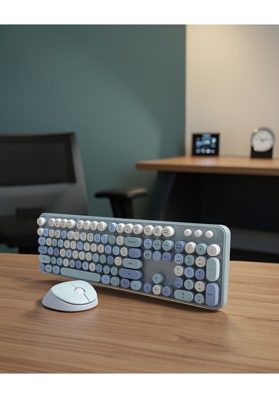 Kablosuz Retro Klavye Ve Fare Seti 104 Tuşlu Uczzzqw02klavyemouse-1 Diğer