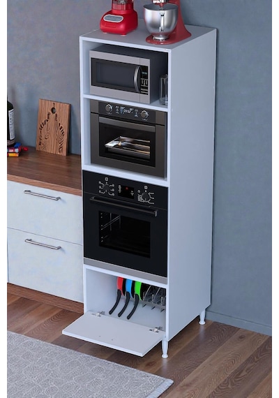 Eliusta Luno 1 Kapaklı Modüler Dolap Fırın Dolabı 60x185,9x56 Cm Geniş Kapasiteli Saklama Dolabı Beyaz