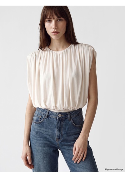 Lcw Vision Pembe Bisiklet Yaka Fırfırlı Kadın Bodysuit