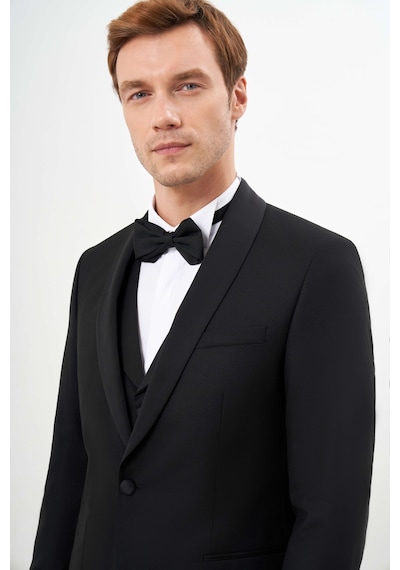 Morven Erkek Siyah Poliviskon Ceromonia Santorini Slim Fit Şal Yaka Damatlık 24mc055002001 Siyah Morven Erkek Siyah Poliviskon Ceromonia Santorini Slim Fit Şal Yaka Damatlık 24mc055002001 Siyah