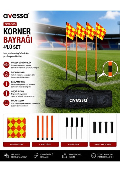 Özel Üretim Sahne Köşe Alan Fco-100 Korner Bayrağı 4 Lü Set Belirtilmemiş