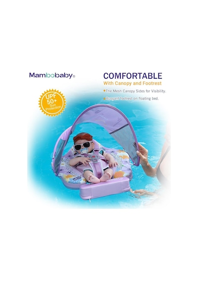 Mambobaby Yüzme Simidi - Flower Bush, Emniyetli, Gölgelikli Ve Ayak Destekli