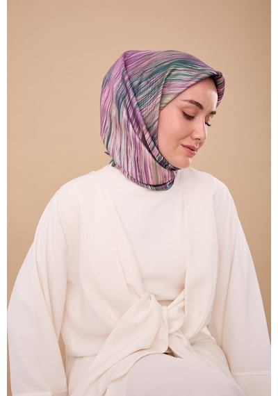 Silk Home Twill İpek Eşarp 11484-13 Camgöbeği, Mor, Pudra, Taş, Yeşil
