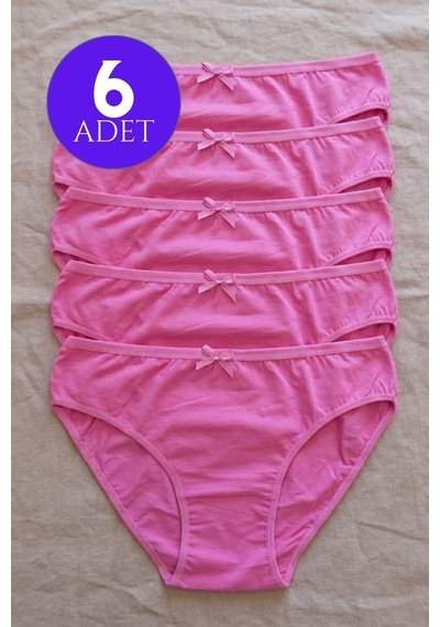Mataş Kadın 6'lı Paket Pamuklu Bikini Külot Esnek Yumuşak İz Yapmaz İç Çamaşırı Pembe