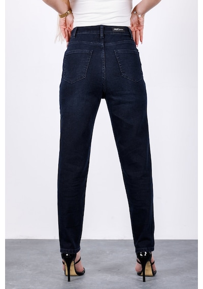 HLT Jeans Lacivert Kadın Mom Jean Yüksek Bel Likralı Esnek Kot Pantolon Anna-2076