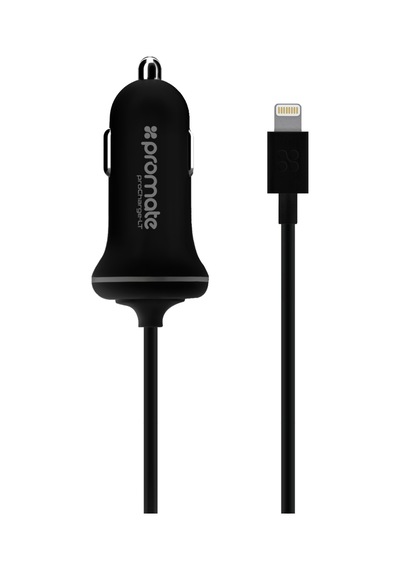 Promate iPhone Lightning Araç Çakmak Şarj Cihazı MFI Onaylı Siyah