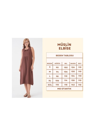 Mg Otantik Kadın Müslin Elbise %100 Pamuk Düğme Ve İp Detaylı Yazlık Günlük - Mg007 Kahverengi Mg Otantik Kadın Müslin Elbise %100 Pamuk Düğme Ve İp Detaylı Yazlık Günlük - Mg007 Kahverengi